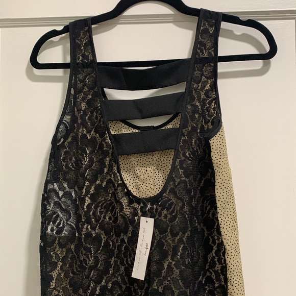 Love Squared tank size small. Button front with small hearts, lace back. - Picture 3 of 4